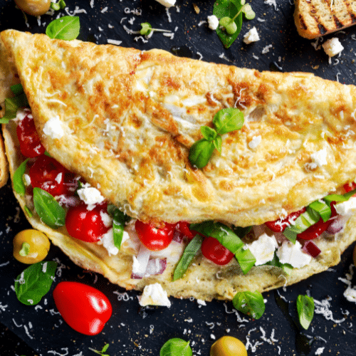 Tomato & spinach omelette